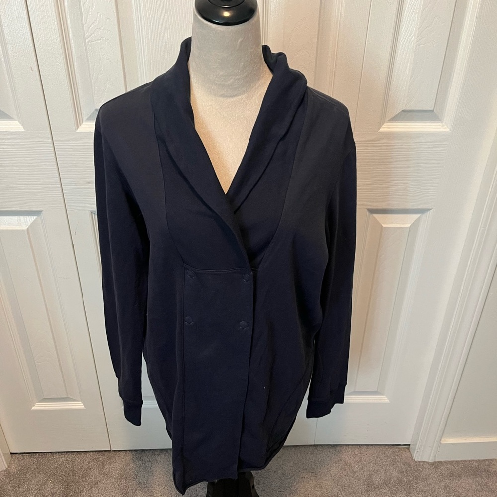Alabama Chanin size XXL 100% Organic Cotton Women's Navy Blue Jacket